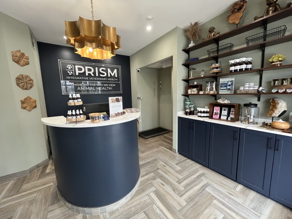 The welcoming interior of Prism Veterinary Clinic, a trusted provider of alternative cancer treatments for pets in New Jersey.